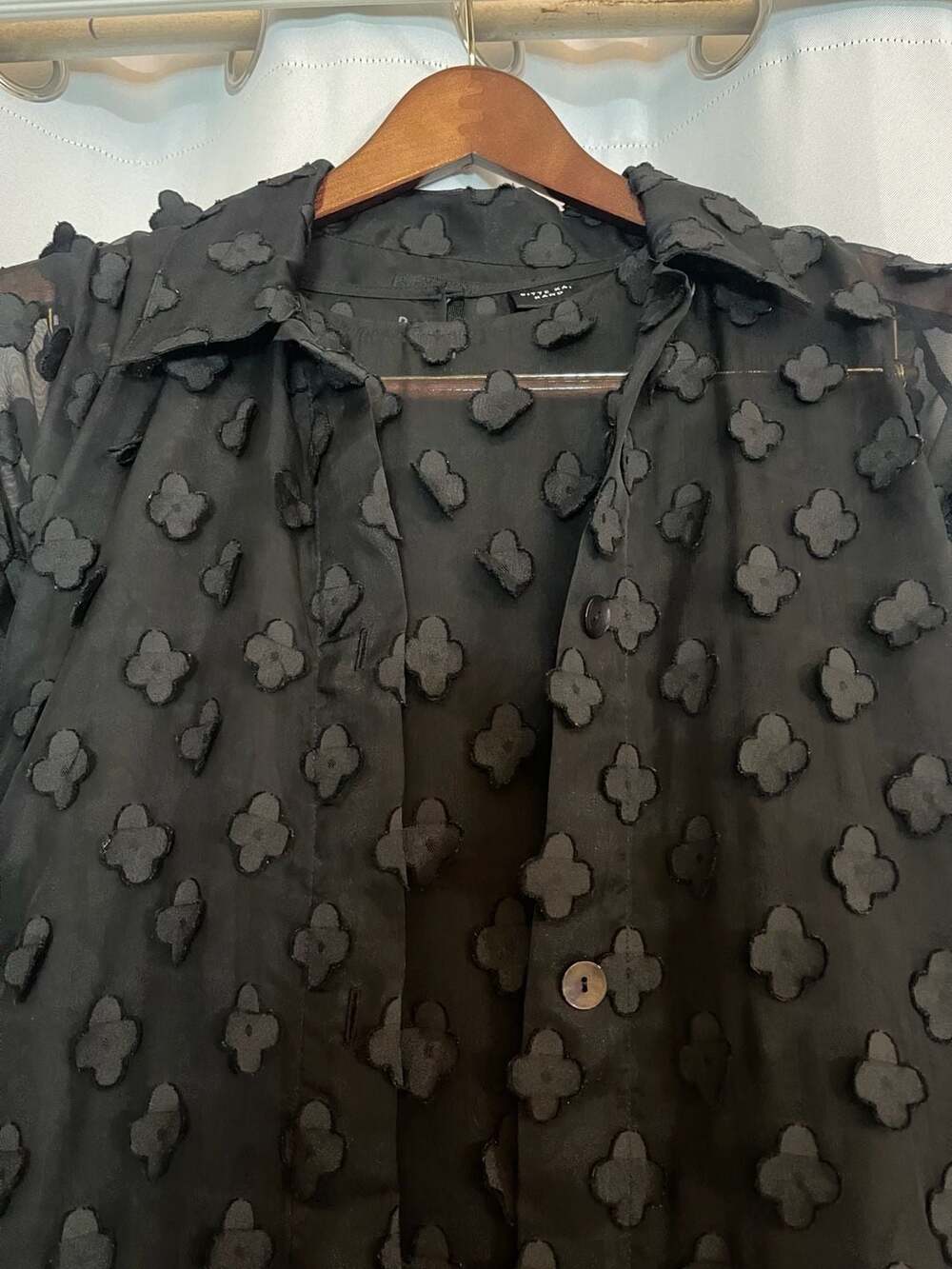 Bitte Kai Rand Black Sheer 3D Floral Applique Long Sleeve 2 piece dress large